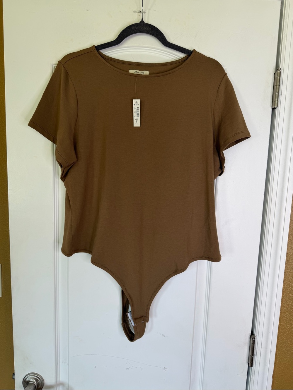 NWT Madewell Crewneck Thong Brown/Rustic Wood Short Sleeve Bodysuit. Size 3X